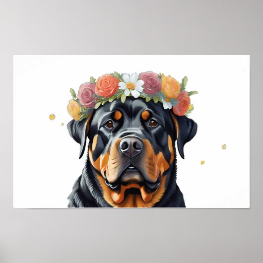 Rottweiler Flower Crown Poster (Voorkant)