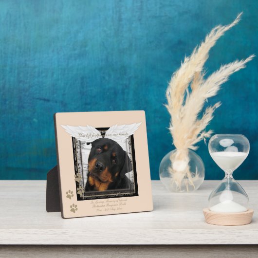 Rottweiler Foto Herdenkingsengel Vleugels Pootafdr Fotoplaat (Insitu)