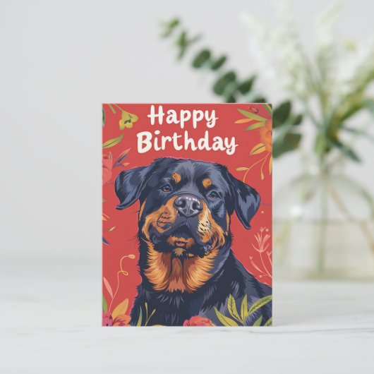 Rottweiler Gefeliciteerd  Briefkaart (Staand voorkant)
