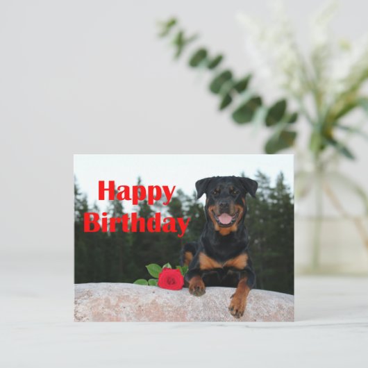 rottweiler gefeliciteerd briefkaart (Staand voorkant)