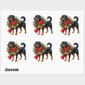 Rottweiler gekleed voor kerst vierkante sticker (Vel)