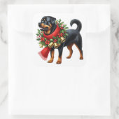 Rottweiler gekleed voor kerst vierkante sticker (Tas)