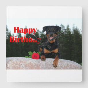 rottweiler-gelukkige verjaardag vierkante klok