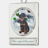 Rottweiler - Gepersonaliseerd kerstfeest Verzilverd Banner Ornament (Links)