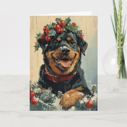 Rottweiler  gepersonaliseerde kerst feestdagen kaart (Voorkant)