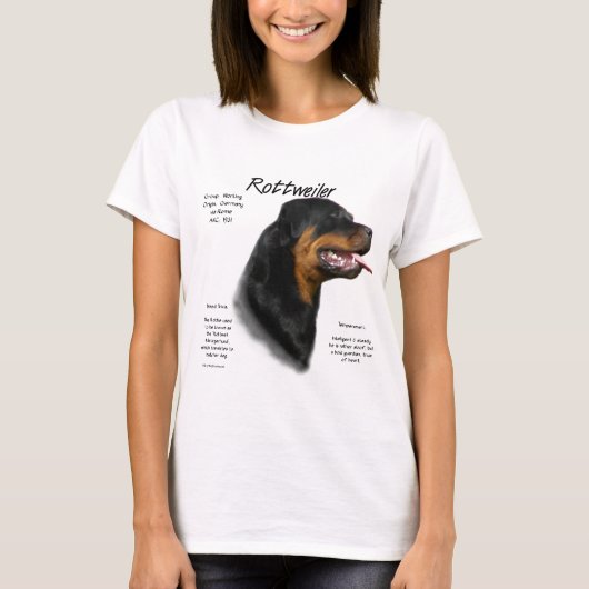 Rottweiler Geschiedenis Ontwerp T-shirt (Voorkant)