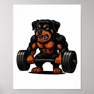 Rottweiler Gewichtheffen Bodybuilder Workout Gym D Poster