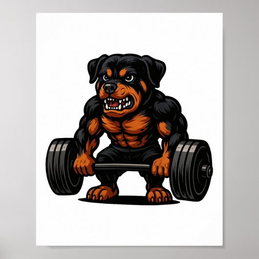 Rottweiler Gewichtheffen Bodybuilder Workout Gym D Poster (Voorkant)