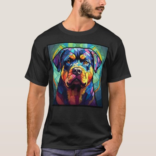 Rottweiler Glas in lood Basic Donker T-shirt (Voorkant)