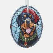 Rottweiler Glas in lood Kerst Glas Ornament (Voorkant Rechts)