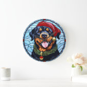 Rottweiler Glas in lood Kerst Grote Klok (Huis)