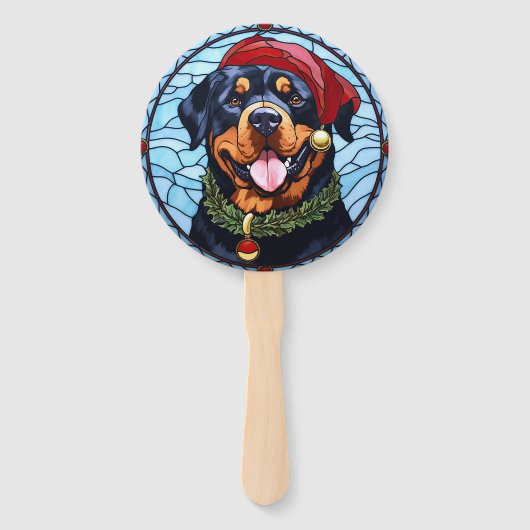 Rottweiler Glas in lood Kerst Handwaaier (Achterkant)