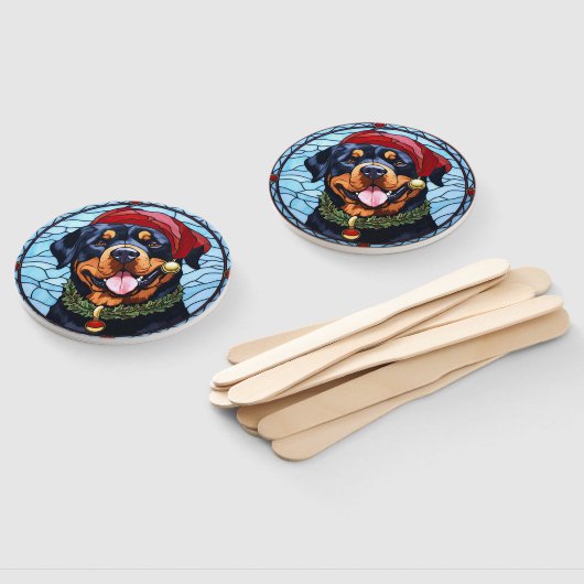 Rottweiler Glas in lood Kerst Handwaaier (Niet-gemonteerd)