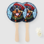 Rottweiler Glas in lood Kerst Handwaaier (Voorkant en achterkant)