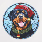 Rottweiler Glas in lood Kerst Labels (Design 1)