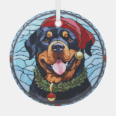 Rottweiler Glas in lood Kerst Ornament (Voorkant)
