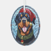 Rottweiler Glas in lood Kerst Ornament (Voorkant links)