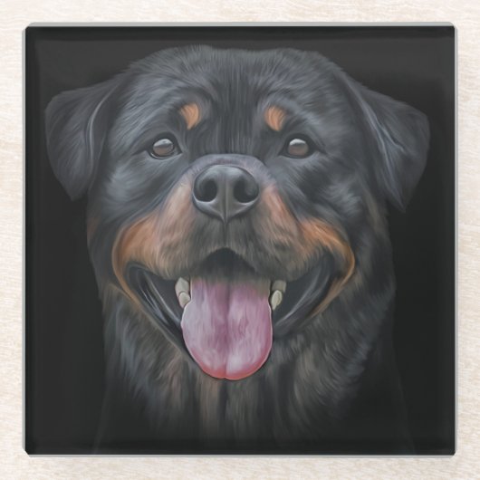 Rottweiler Glazen Onderzetter (Voorkant)