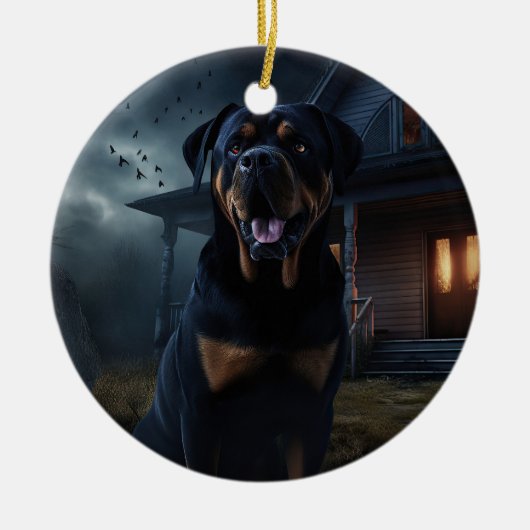 Rottweiler Halloween Engverstorend Keramisch Ornament (Voorkant)