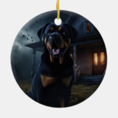 Rottweiler Halloween Engverstorend Keramisch Ornament (Achterkant)