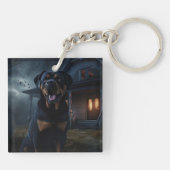 Rottweiler Halloween Engverstorend Sleutelhanger (Achterkant)