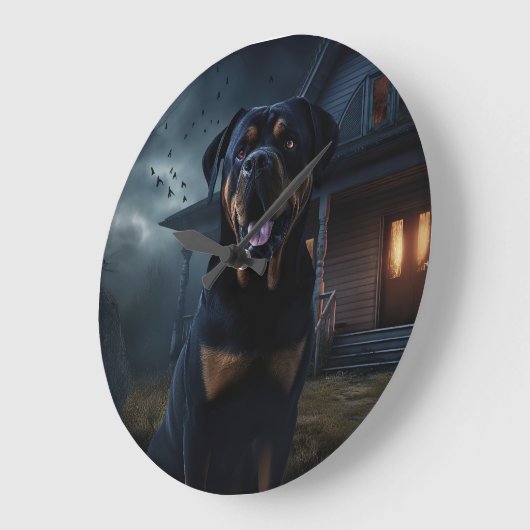 Rottweiler Halloween Engverwekkend Grote Klok (Hoek)