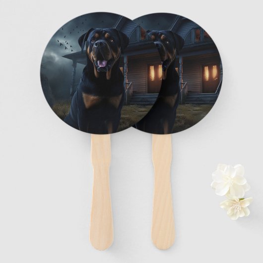 Rottweiler Halloween Engverwekkend Handwaaier (Voorkant en achterkant)
