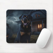 Rottweiler Halloween Engverwekkend Muismat (Met muis)