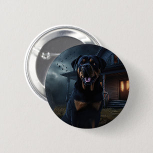 Rottweiler Halloween Engverwekkend Ronde Button 5,7 Cm