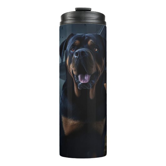 Rottweiler Halloween Engverwekkend Thermosbeker (Voorkant)