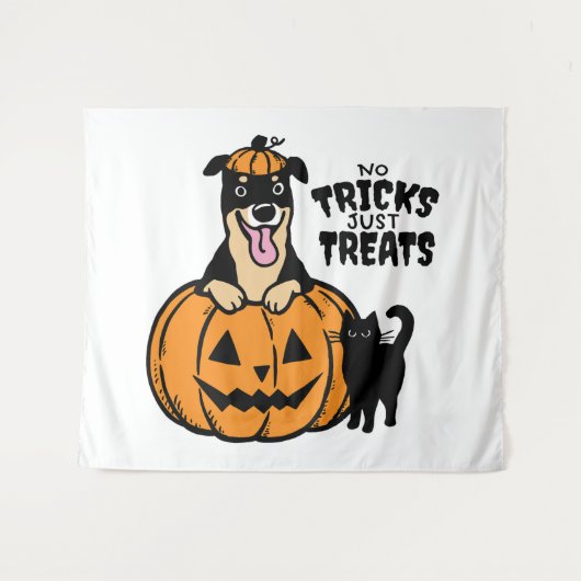 Rottweiler Halloween Geen Streken Alleen Snoep Fee Wandkleed (Voorkant (horizontaal))