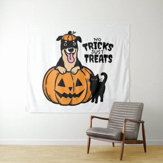 Rottweiler Halloween Geen Streken Alleen Snoep Fee Wandkleed (In Situ (horizontaal))