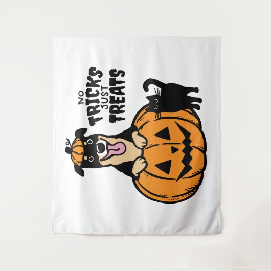 Rottweiler Halloween Geen Streken Alleen Snoep Fee Wandkleed (Voorkant)