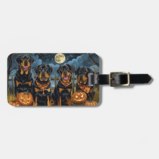 Rottweiler Halloween Griezelen Bagagelabel (Voorkant horizontaal)
