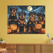 Rottweiler Halloween Griezelen Canvas Afdruk (Insitu (Woonkamer))