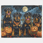 Rottweiler Halloween Griezelen Fleece Deken (Voorkant (Horizontaal))