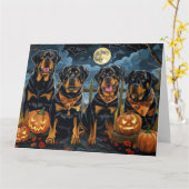 Rottweiler Halloween Griezelen Kaart (Gele Bloem)
