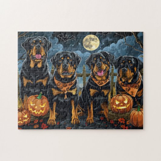 Rottweiler Halloween Griezelen Legpuzzel (Horizontaal)
