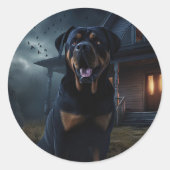 Rottweiler Halloween Griezelen Ronde Sticker (Voorkant)