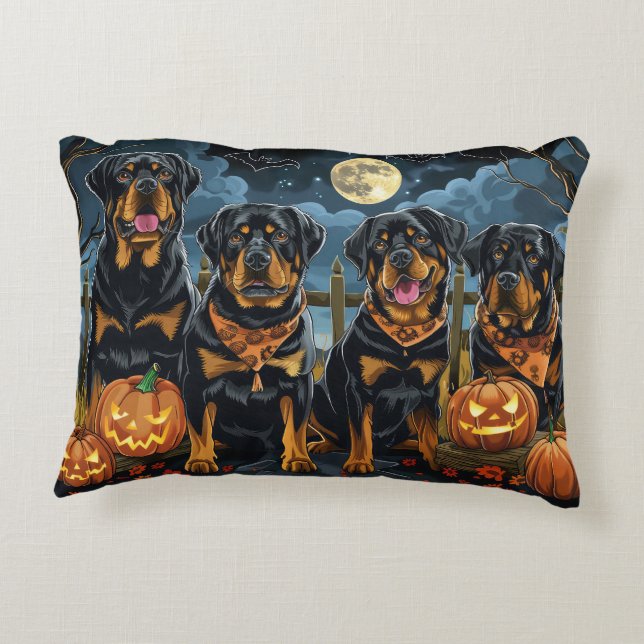 Rottweiler Halloween Griezelig Accent Kussen (Achterkant)