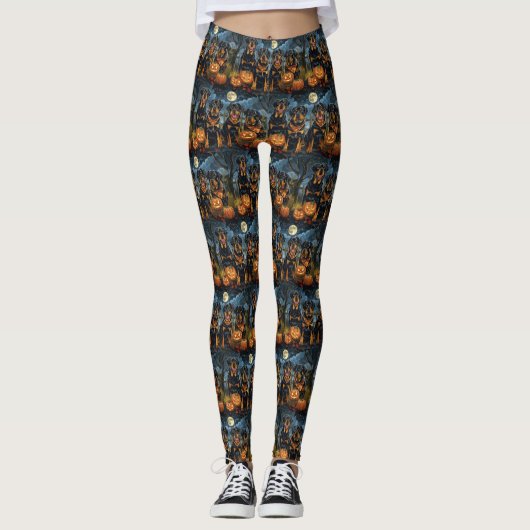 Rottweiler Halloween Griezelig Leggings (Voorkant)