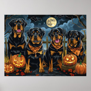 Rottweiler Halloween Griezelig Poster