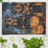 Rottweiler Halloween Griezelig Theedoek (Gevouwen)
