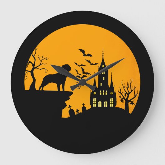 Rottweiler Halloween Grote Klok (Voorkant)