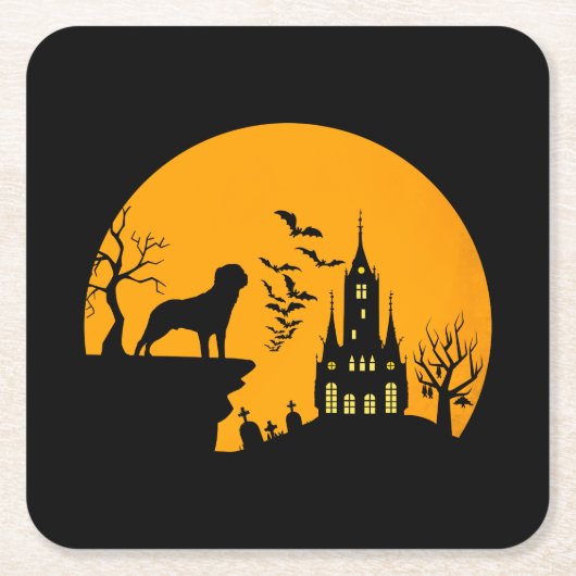 Rottweiler Halloween Kartonnen Onderzetters (Voorkant)
