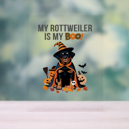 Rottweiler Halloween Kostuum Mijn Rottweiler is Mi Acryl Bord (Neutraal)