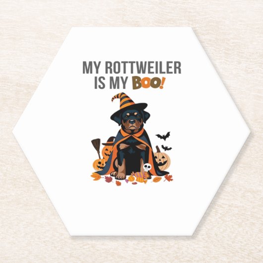 Rottweiler Halloween Kostuum Mijn Rottweiler is Mi Kartonnen Onderzetters (Voorkant)
