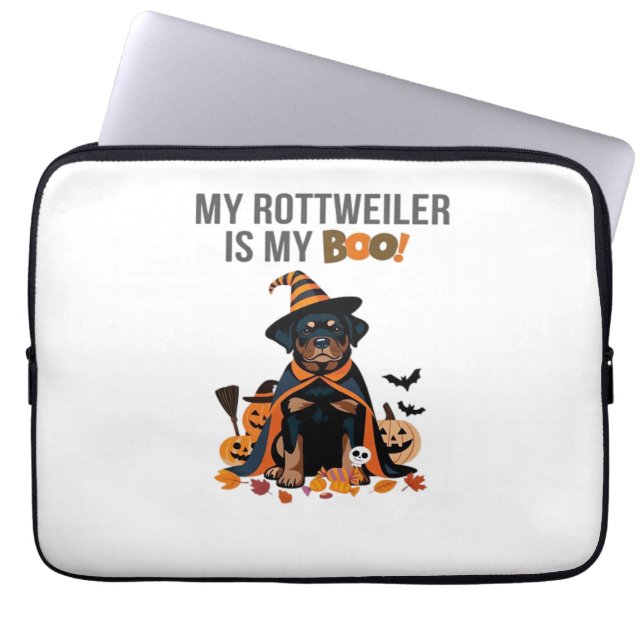 Rottweiler Halloween Kostuum Mijn Rottweiler is Mi Laptop Sleeve (Voorkant)