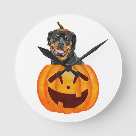 Rottweiler Halloween Ronde Klok (Voorkant)