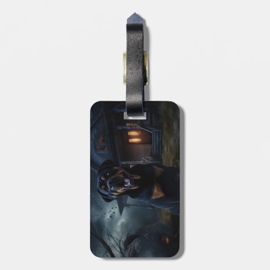 Rottweiler Halloween Scary Bagagelabel (Achterkant verticaal)